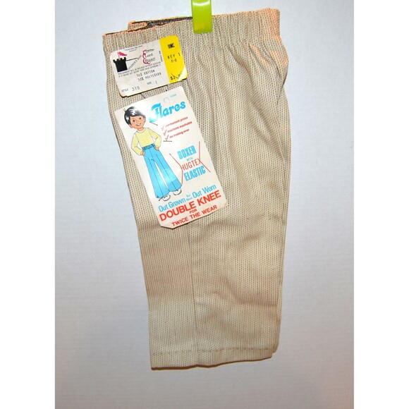 Vintage Boys Flare Khaki with Brown 1970s New with Tags - Picture 1 of 6